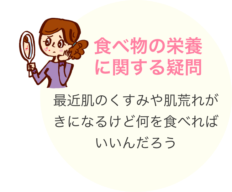 食べ物の栄養に関する疑問 最近肌のくすみや肌荒れがきになるけど何を食べればいいんだろう