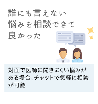 「誰にも言えない悩みを相談できて良かった」対面で医師に聞きにくい悩みがある場合、匿名でチャットで気軽に相談が可能